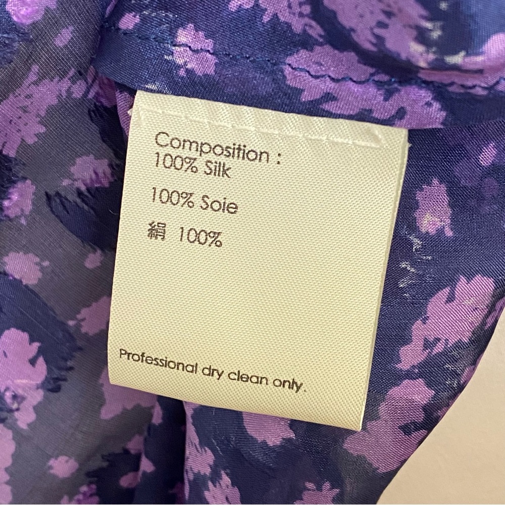 3.1 PHILLIP LIM BLUE PURPLE FLORAL PRINT v-neck ZIP UP SILK BLOUSE TOP - Picture 9 of 9